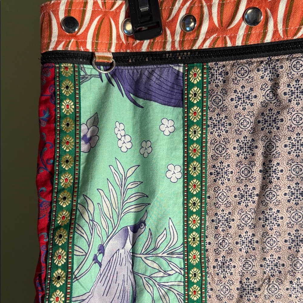 Patchwork Floral Mini Skirt in Teal, Pink & Green - Picture 2 of 16